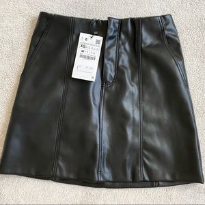 Zara Black Faux Leather Mini Skirt.